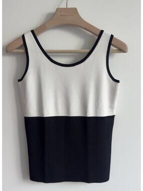 Dana Buchman Black White Colorblock Knit Tank Top Sleeveless Size S